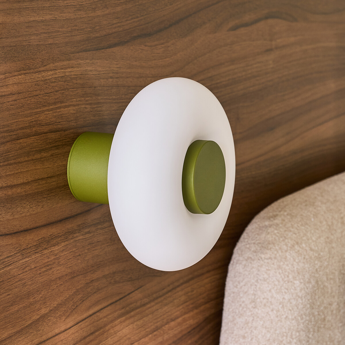 Candeeiro de parede ou de teto, em ferro e vidro opalino, diâmetro 21,5 cm, OMER verde, LA REDOUTE INTERIEURS