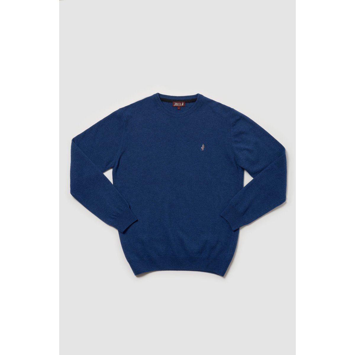 Pull col rond en laine bleu foncé, MCS