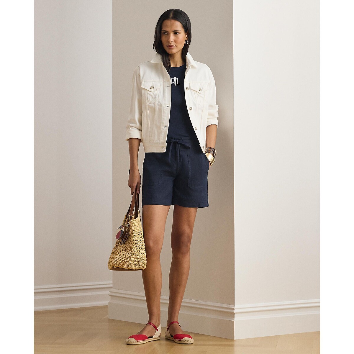 Short large en lin marine, LAUREN RALPH LAUREN
