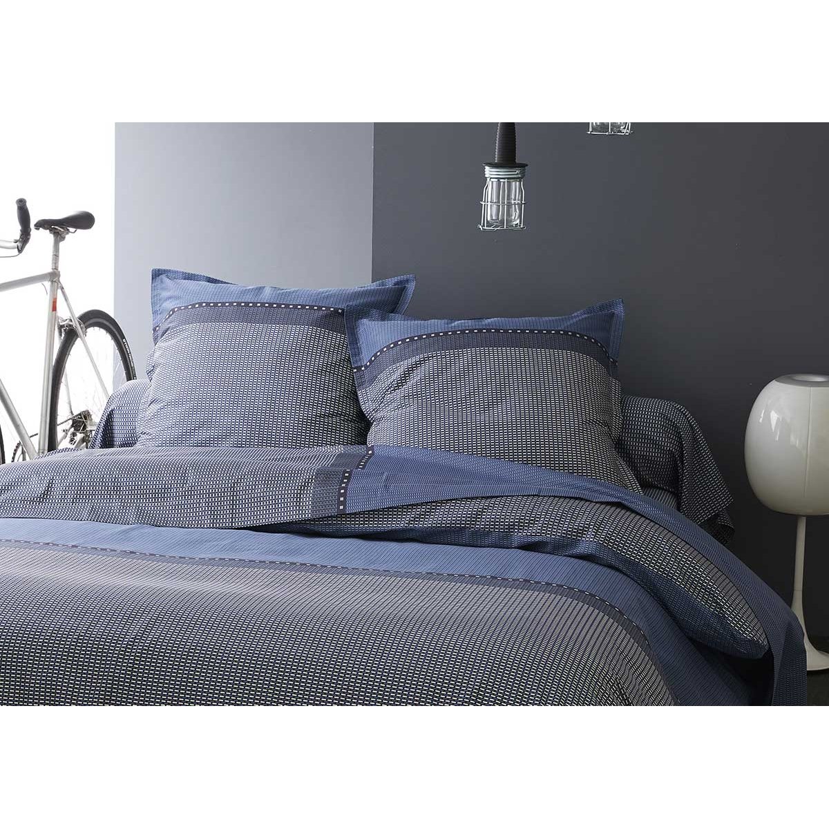 Taie d'Oreiller en Satin de Coton bleu foncé, TRADILINGE