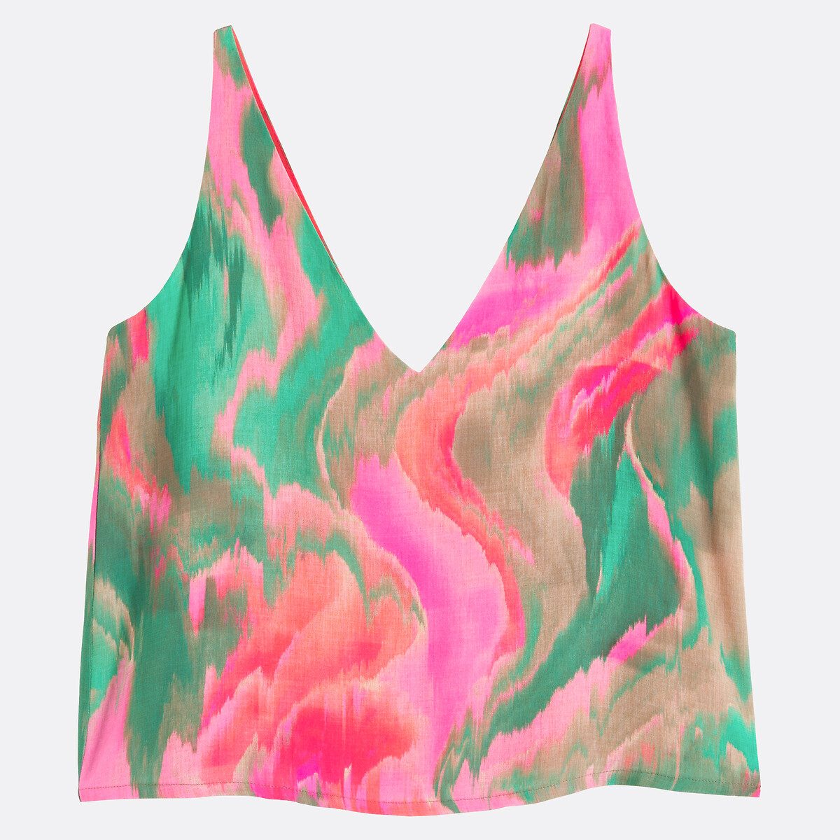 Top à bretelles col V imprimé imprimé vert/rose, LA REDOUTE COLLECTIONS