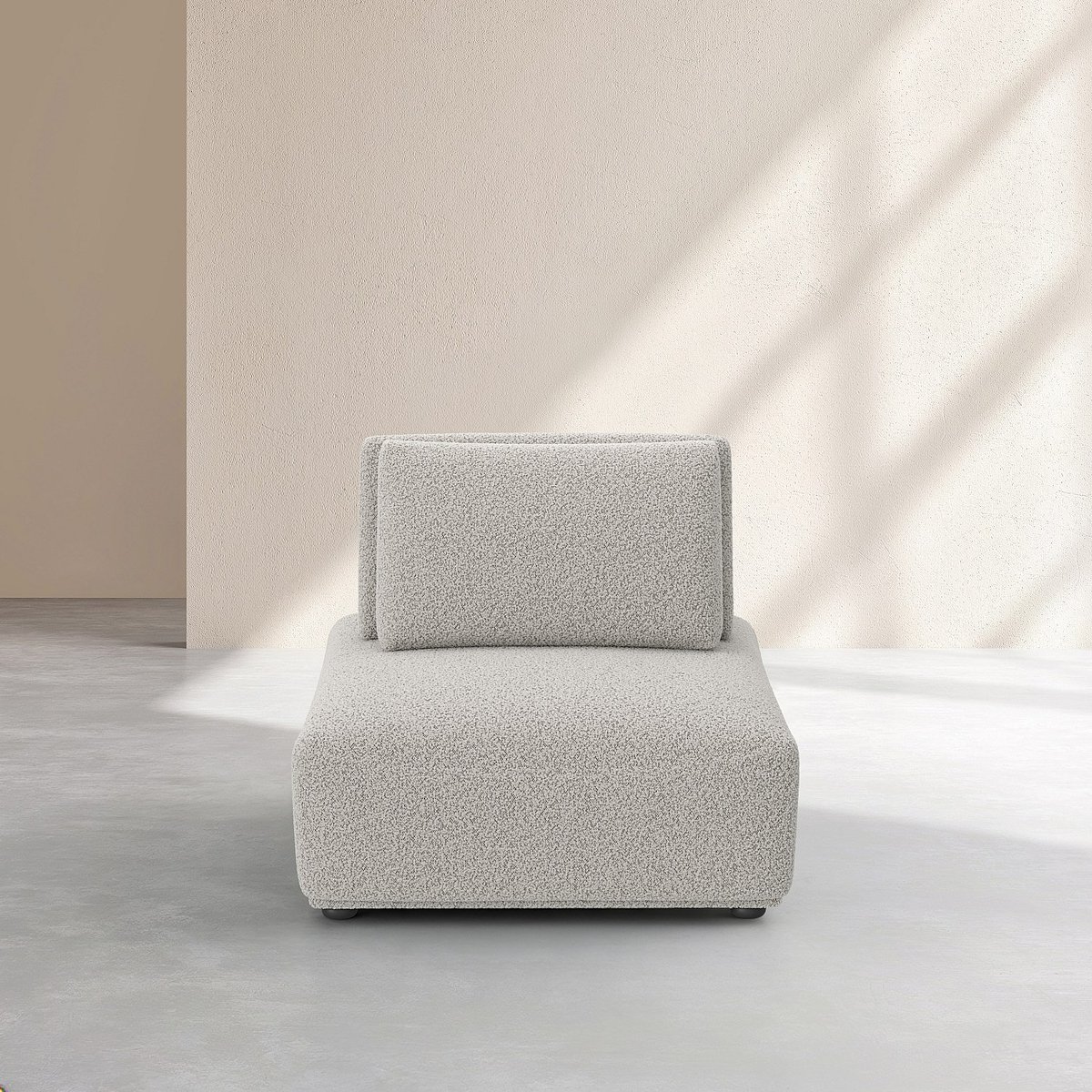 Fauteuil droit tissu acrylique RUDOLF gris, HABITAT