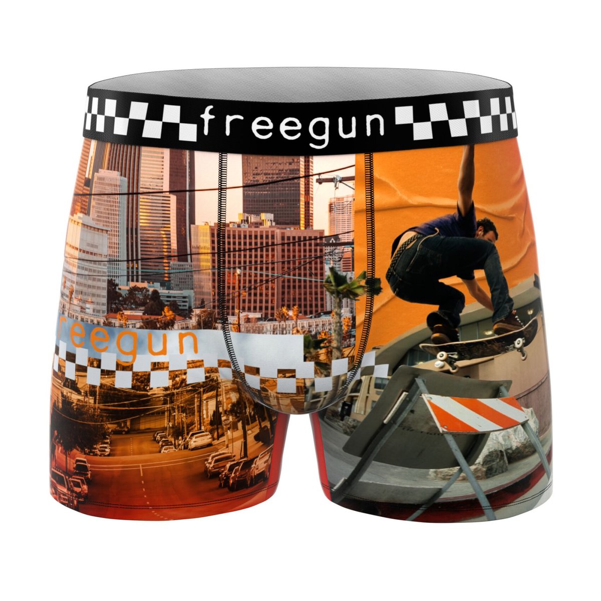 Lot De 5 Boxers Microfibre bleu/orange/rose/blanc, FREEGUN