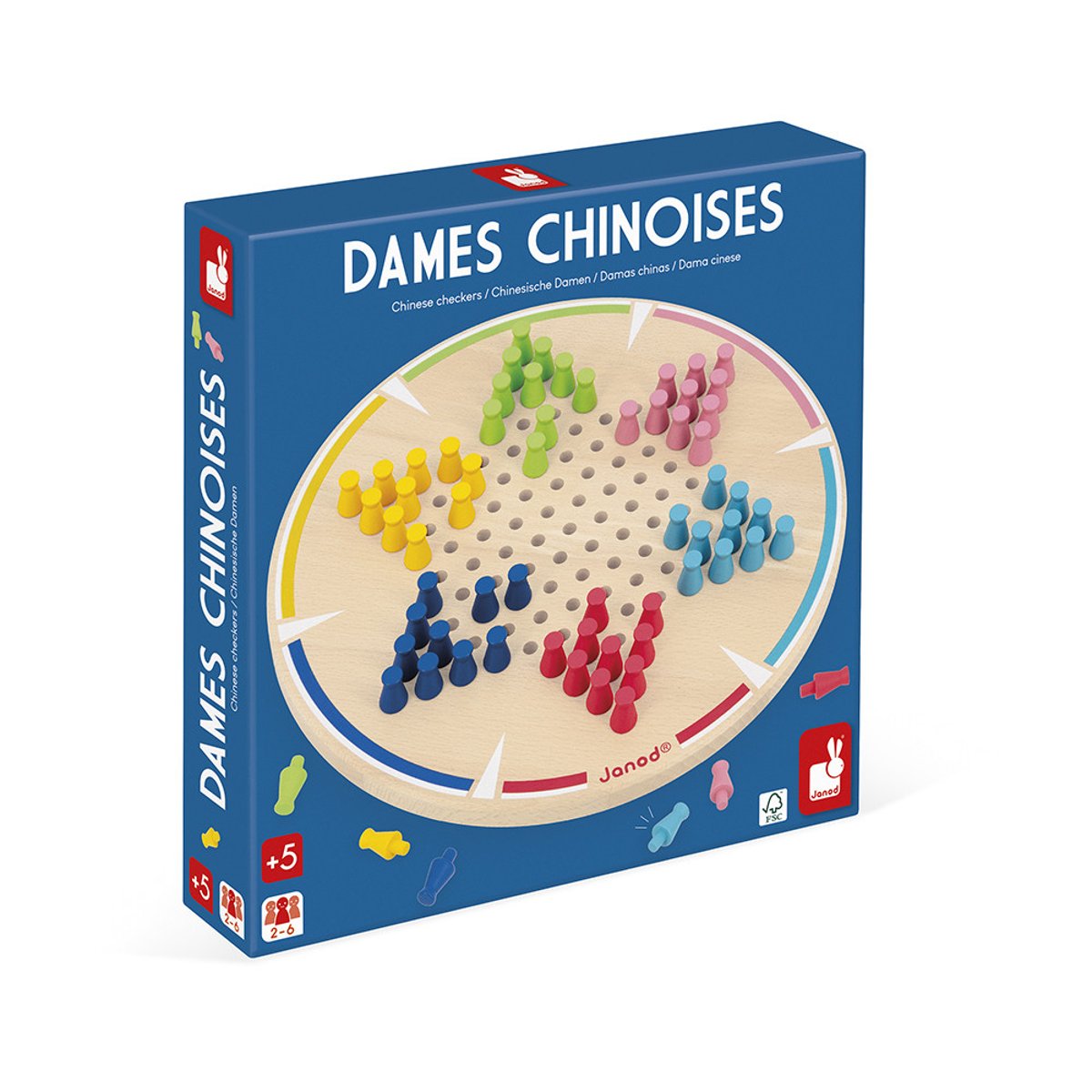 Jeu De Société Dames Chinoises En Bois couleur unique, JANOD