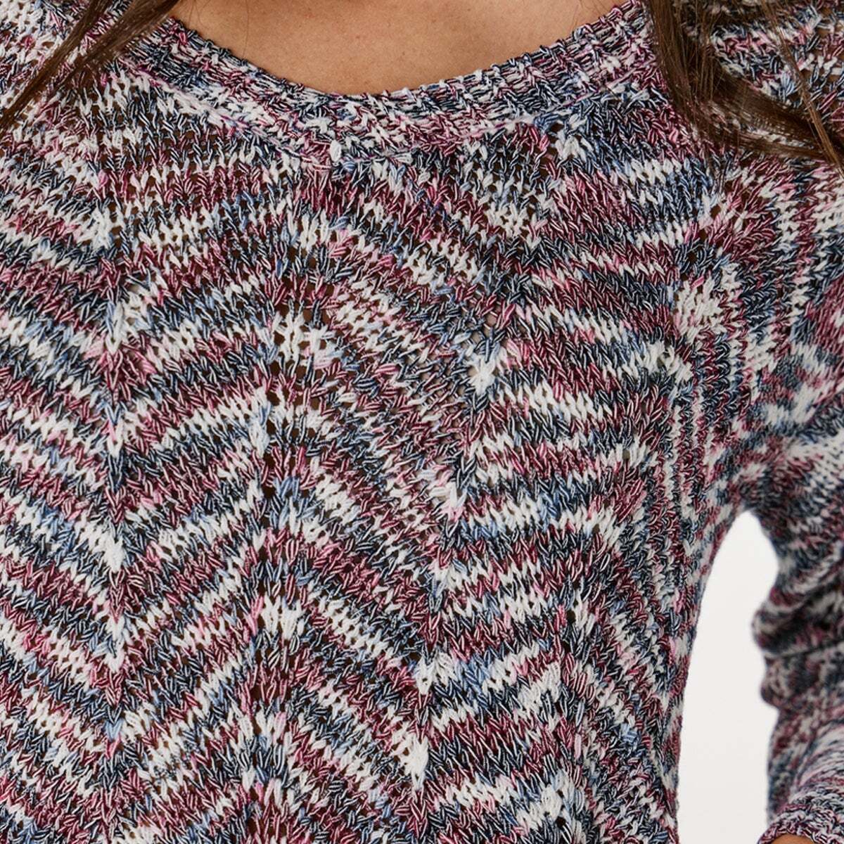 Pull Col V En Maille rose canneberge, PEPE JEANS