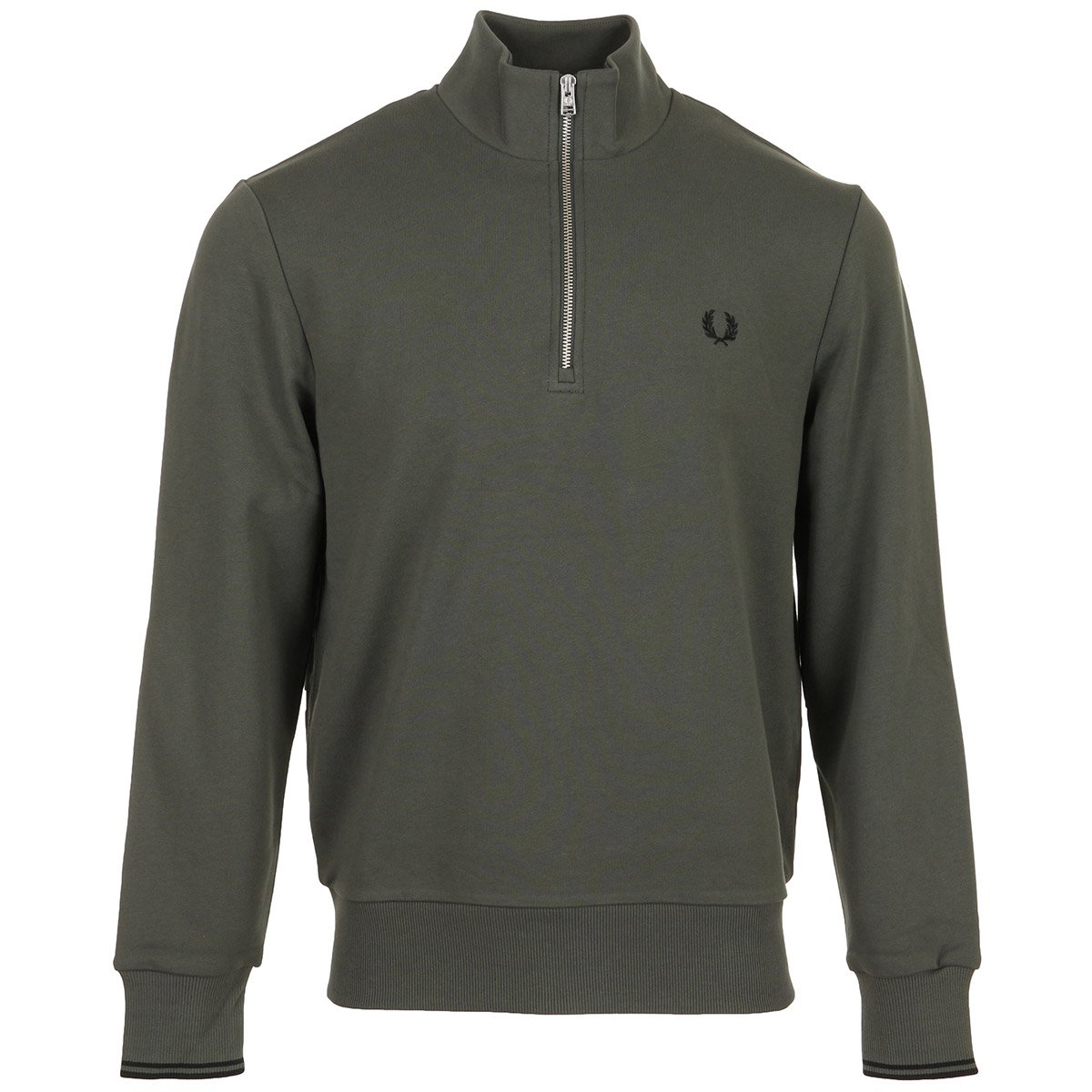 Sweat HALF ZIP field green black, FRED PERRY