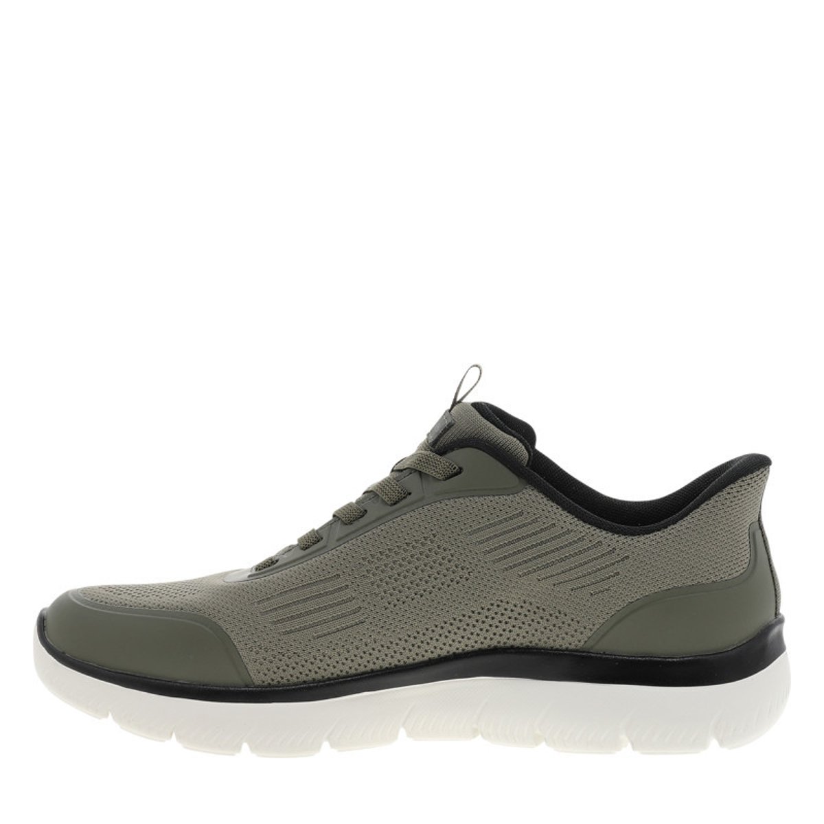 Baskets olive avec une semelle plate et une fermeture à slip-on vert, SKECHERS