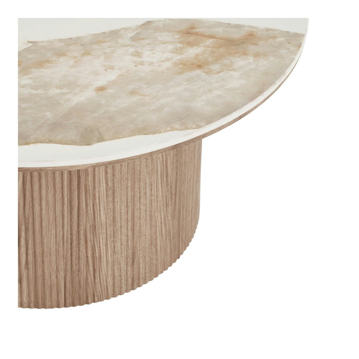 Table basse ronde en céramique effet marbre Ø80 cm PRATO blanc, PIER IMPORT
