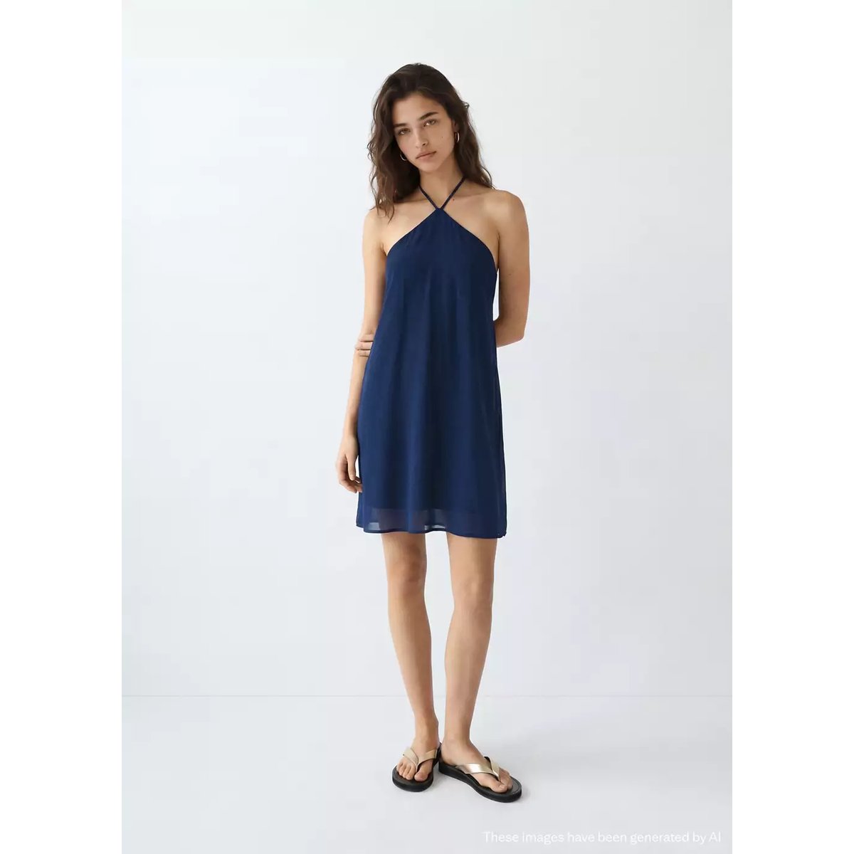 Robe courte emmanchures américaines bleu marine, MANGO TEEN