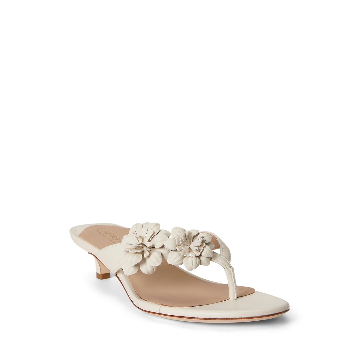 Tongs en cuir à talons Francesca blanc, LAUREN RALPH LAUREN