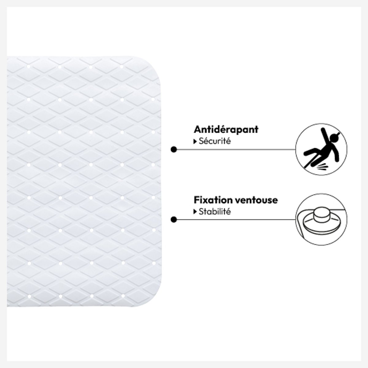 Fond de baignoire antidérapant blanc, 5FIVE SIMPLY SMART