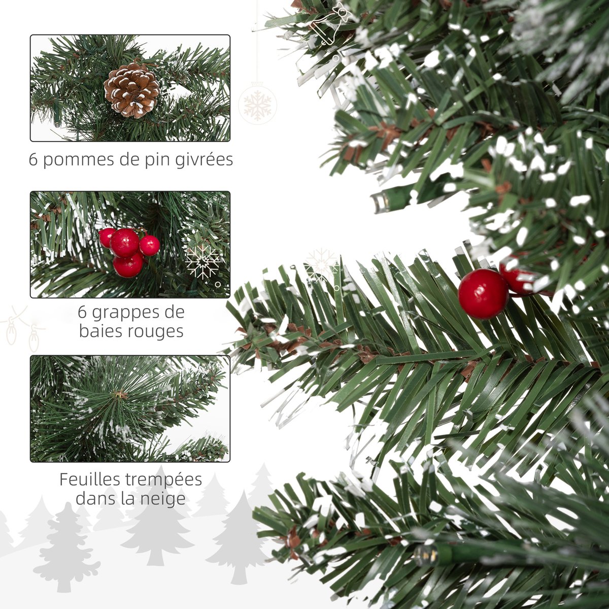 Guirlande de Noël Plastique Vert vert, HOMCOM