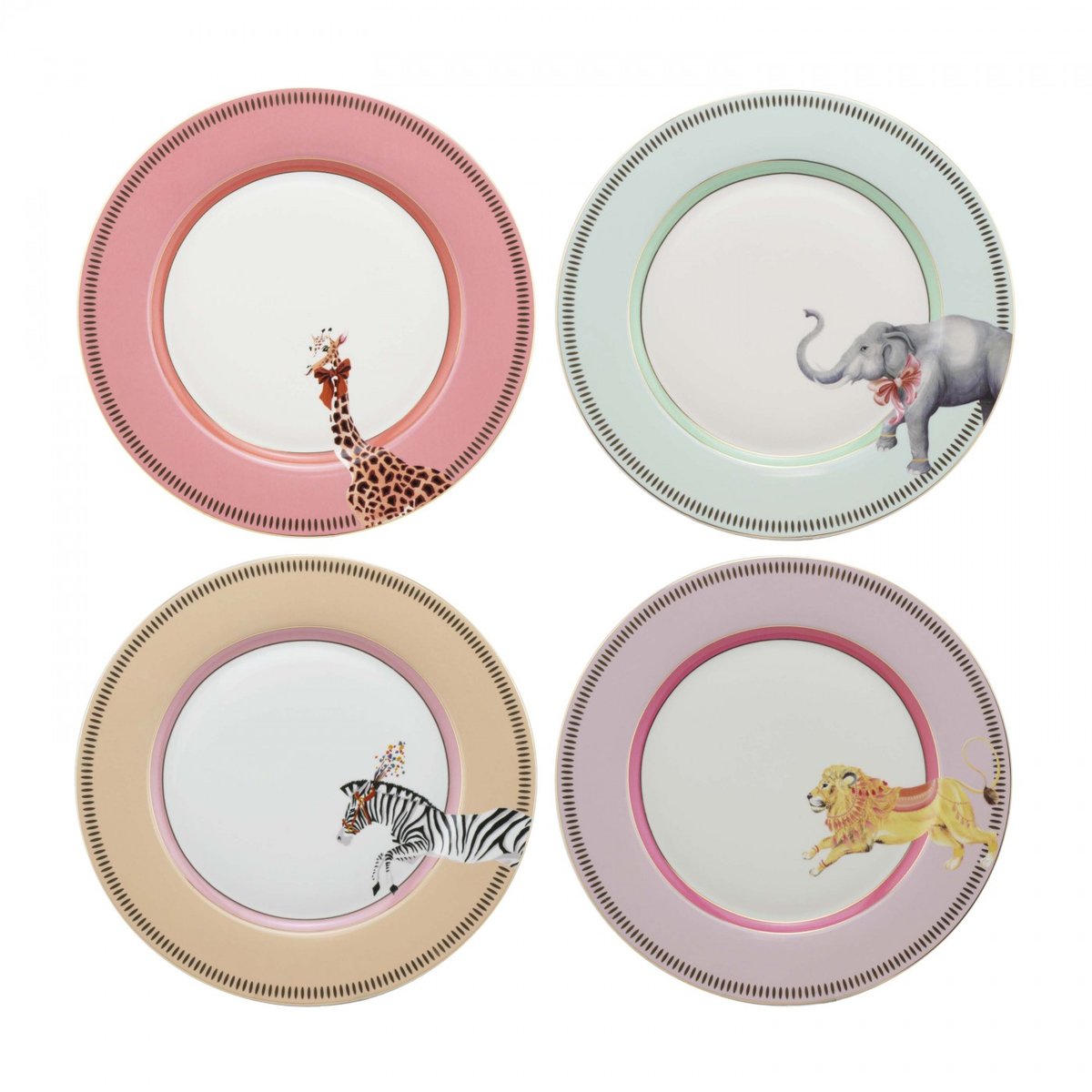 Coffret 4 assiettes à dessert Animal Magic 20 cm multicolore, YVONNE ELLEN