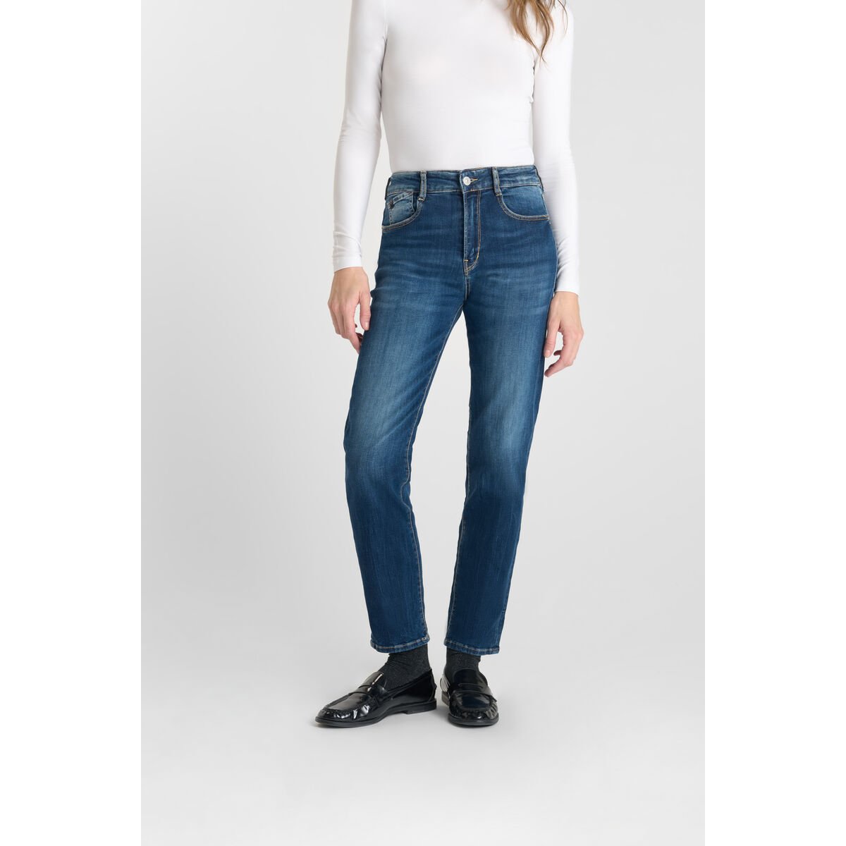 Jeans droite , longueur 34 blue, LE TEMPS DES CERISES