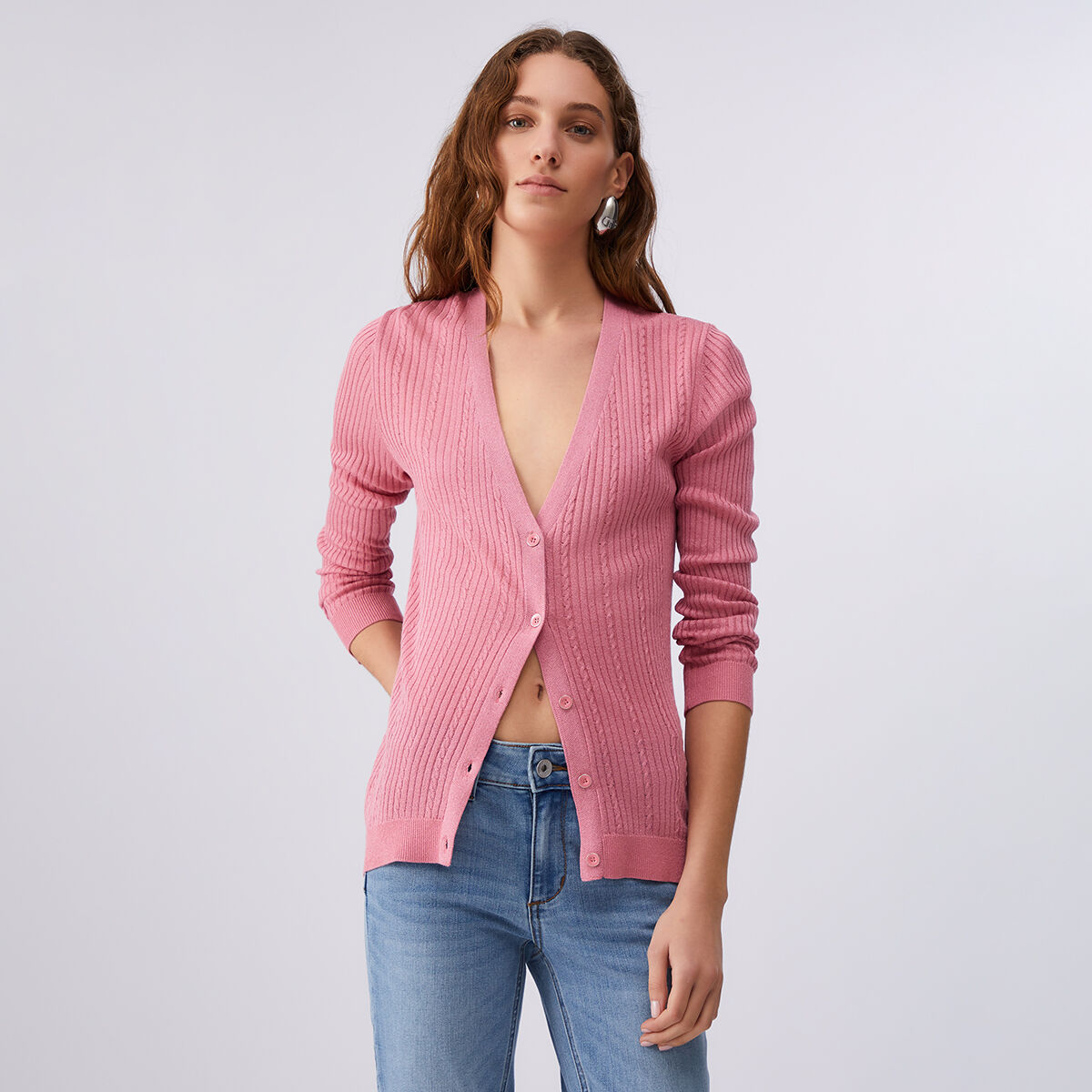 Cardigan en fil textile rose, LIU JO