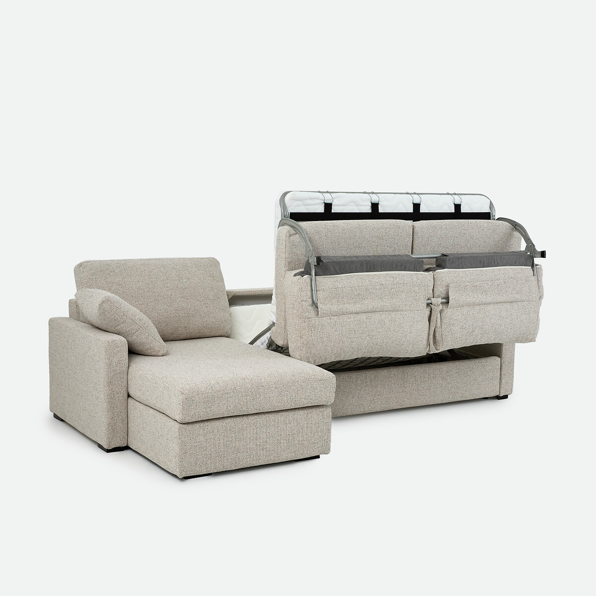 Canapé d'angle, convertible, 4 places, Standard, tissu texturé moucheté, TIMOR ecru/bleu, LA REDOUTE INTERIEURS