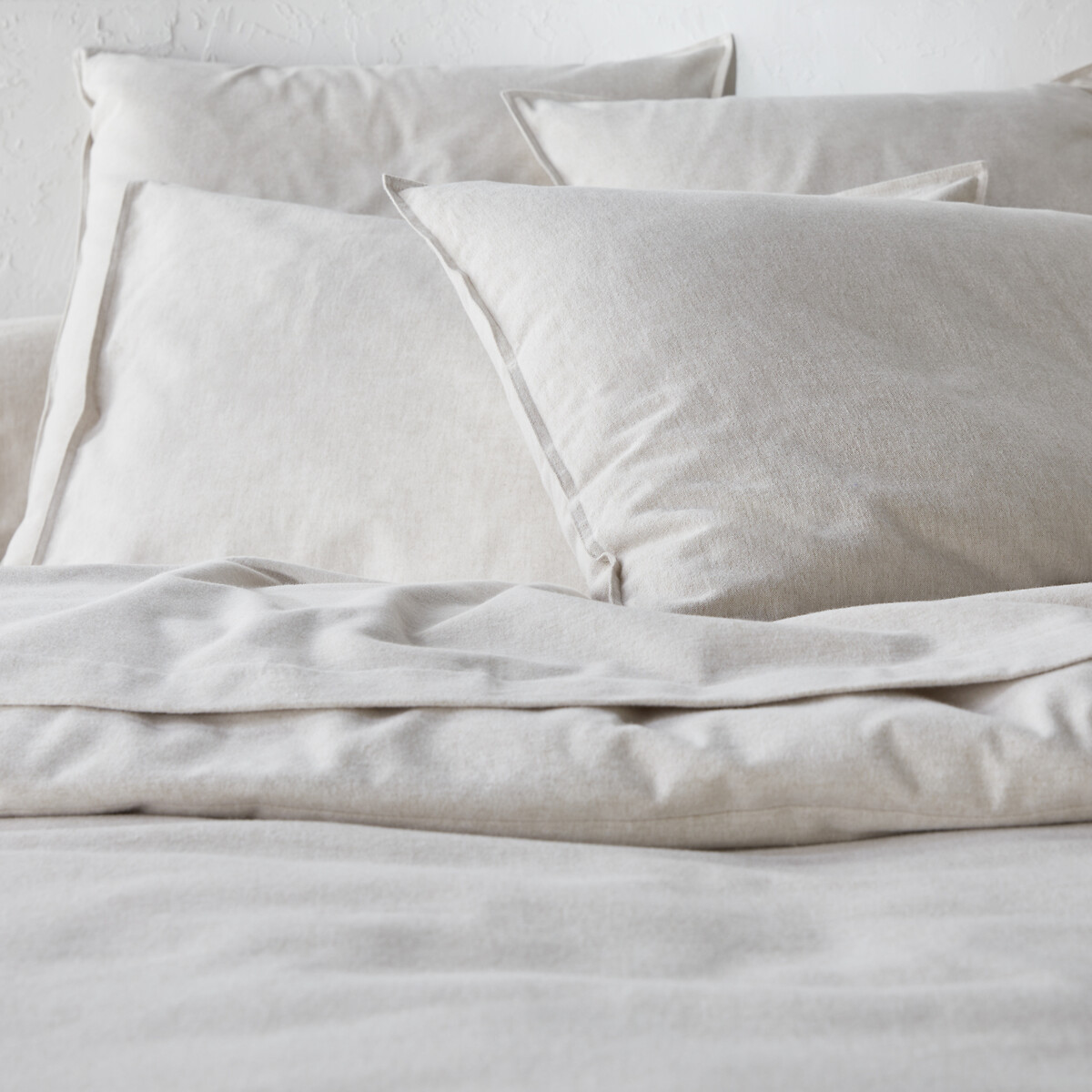 Housse de couette, en flanelle de coton chambray, Clara beige chiné, LA REDOUTE INTERIEURS