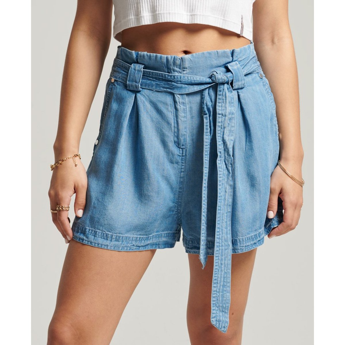 Short Avec Ceinture À Nouer indigo clair, SUPERDRY