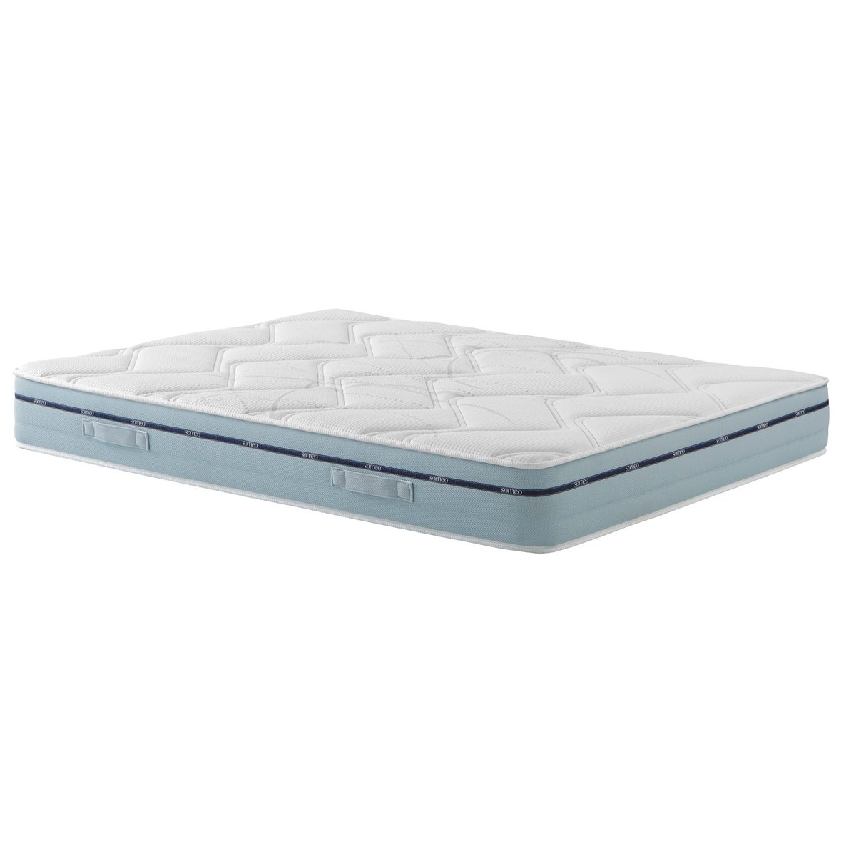 Ensemble matelas mémoire de forme, sommier Lune et pieds Songe 500 blanc, SOMEO