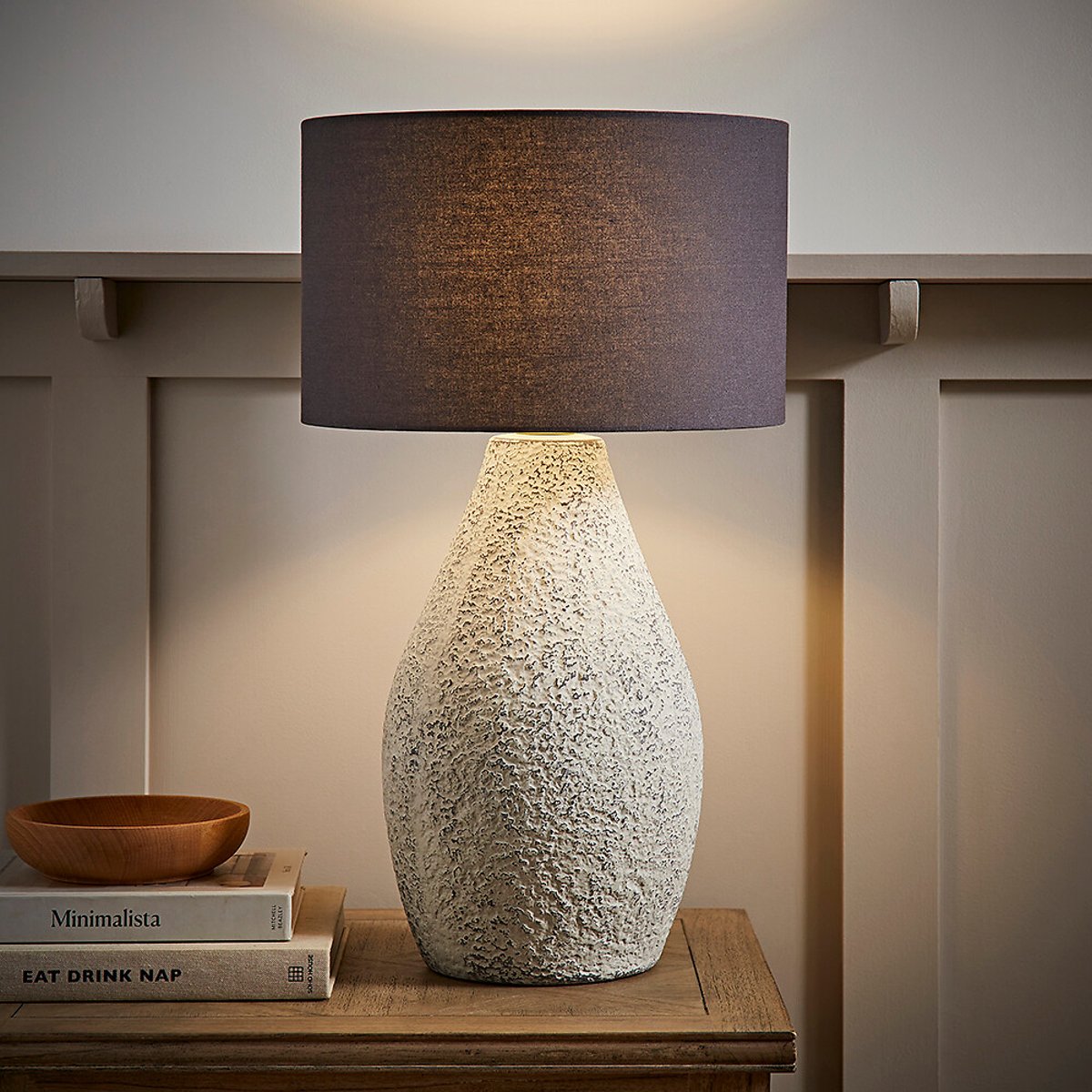Candice Grey Speckled Hand Finished Stoneware Table Lamp with Linen Shade grey, SO'HOME