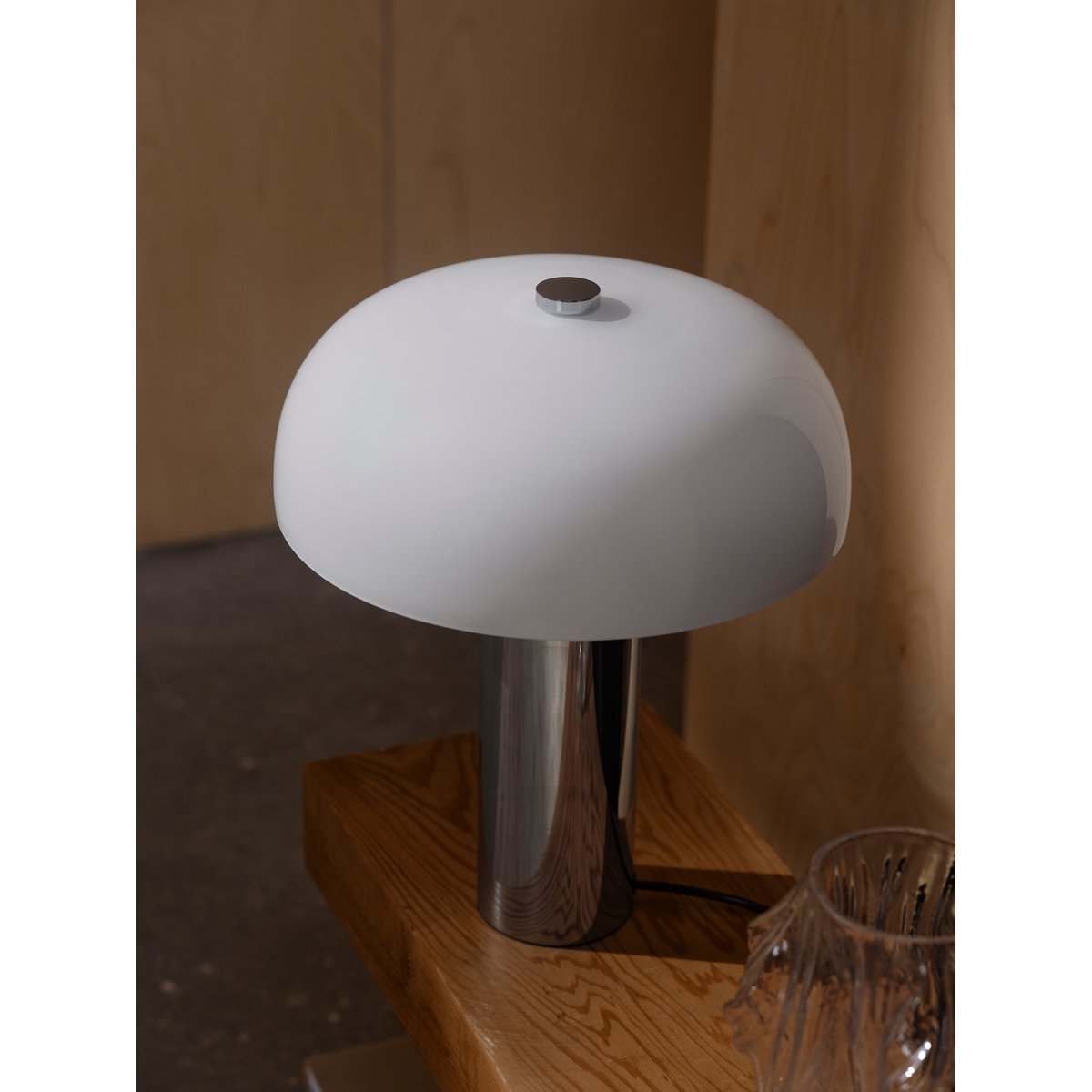 Lampe à poser forme champignon en métal et verre, GABRIELLE chromé, NORDLUX