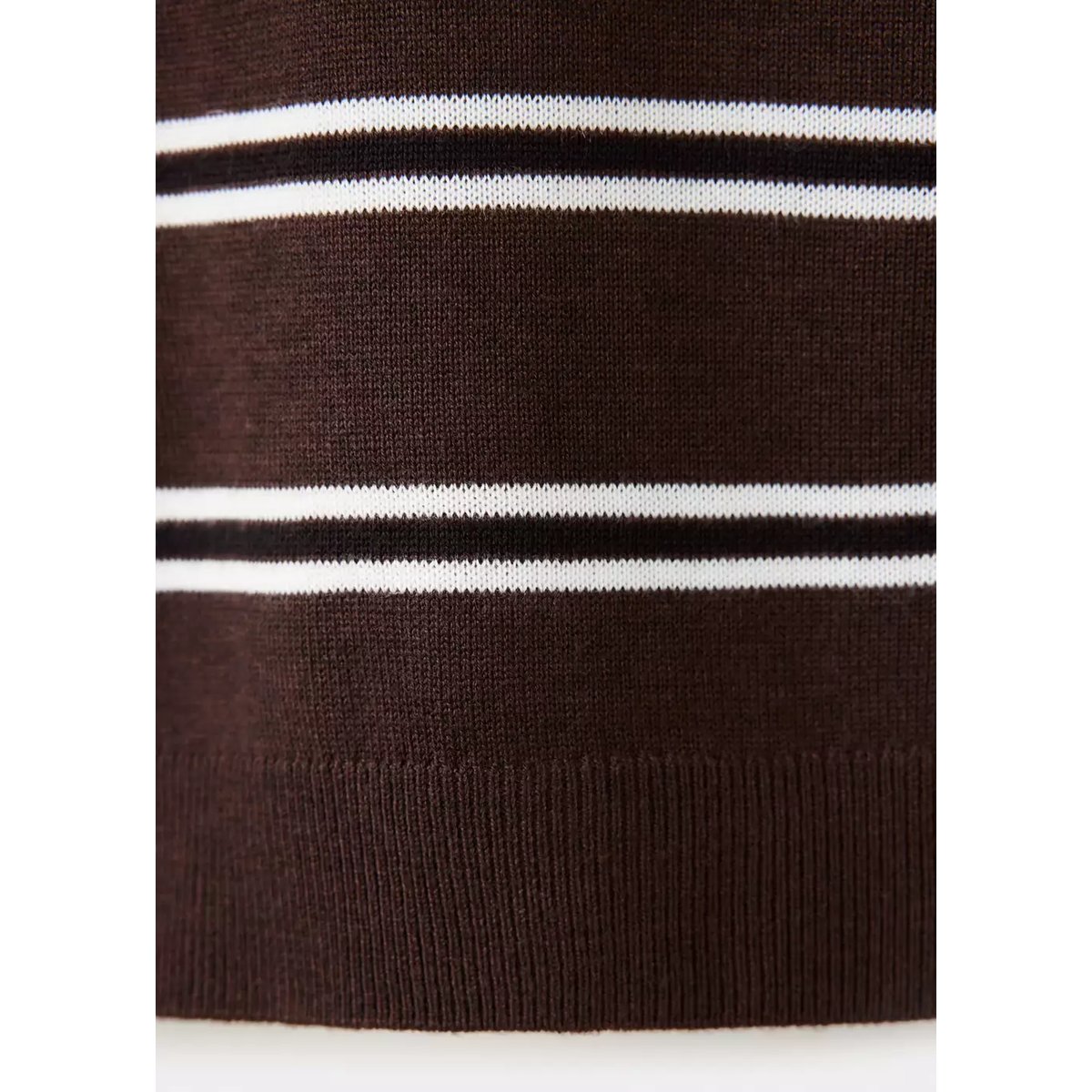 Pull-over rayures col polo chocolat, MANGO