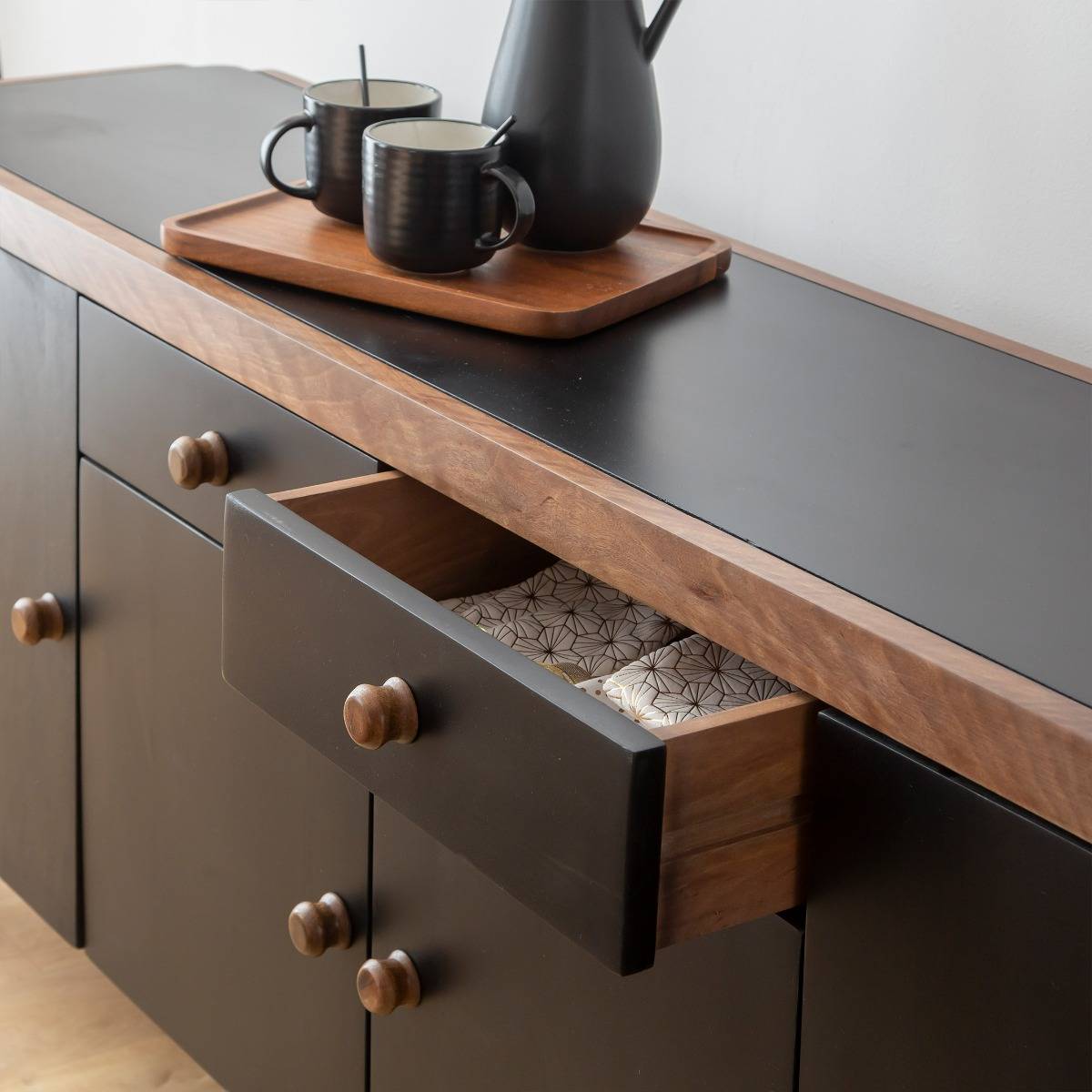 Buffet en bois de manguier ROMY noir, MADE IN MEUBLES 