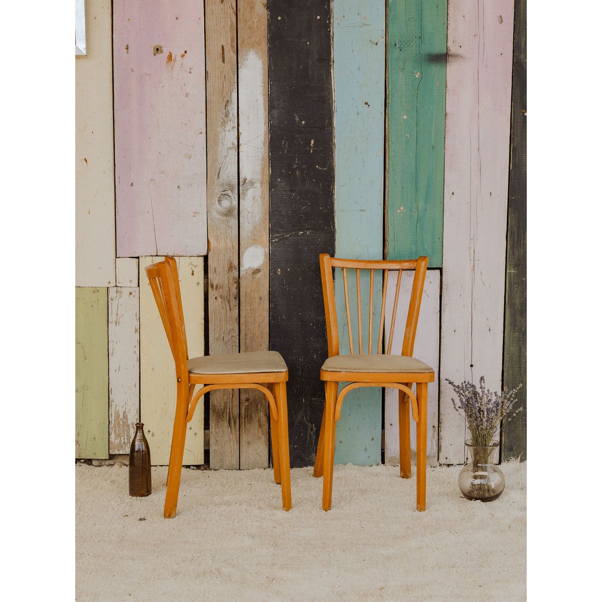 Lot de 6 chaises Baumann en bois Claude N°1387 - Bon état bois clair, DEBONGOUT
