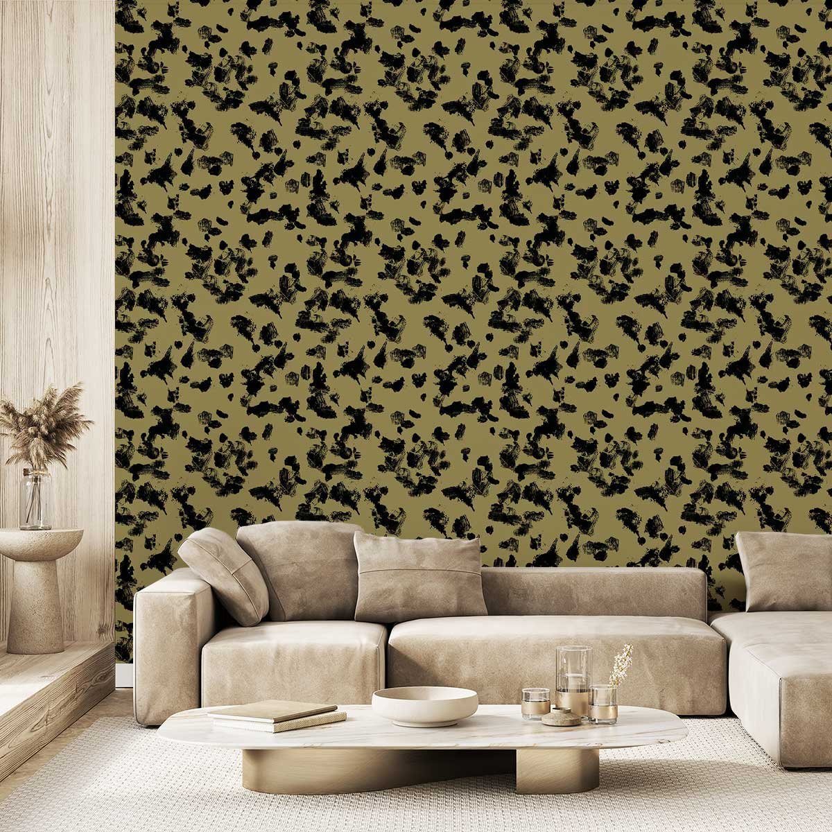 Papier peint à peindre kaki chic intissé, HEXOA