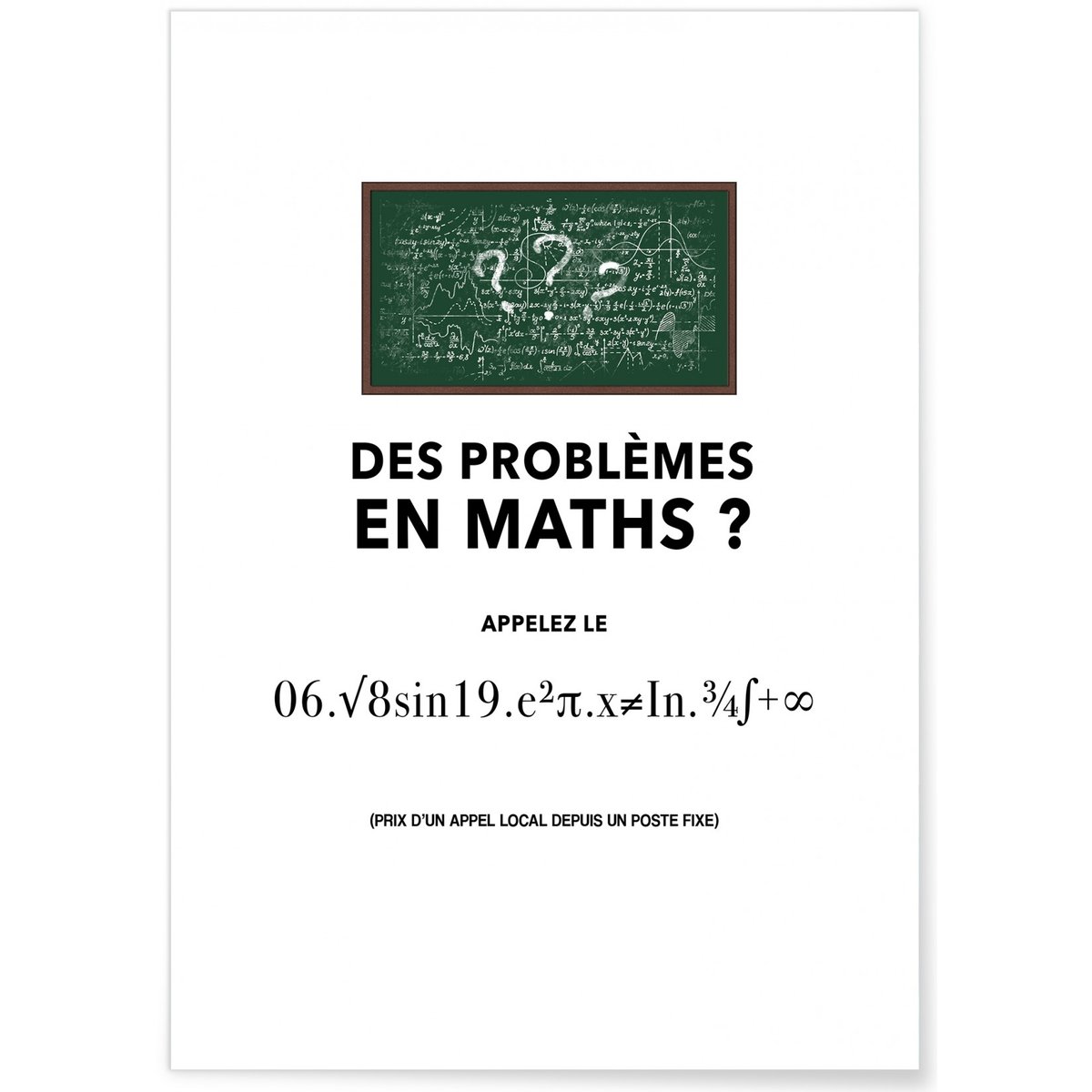 Poster Problème de maths blanc, L'AFFICHERIE