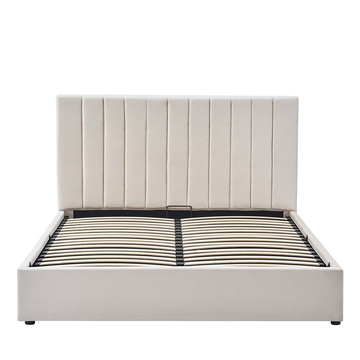 Lit coffre - Velours beige - GIULIA beige, MAISON AUBERTIN