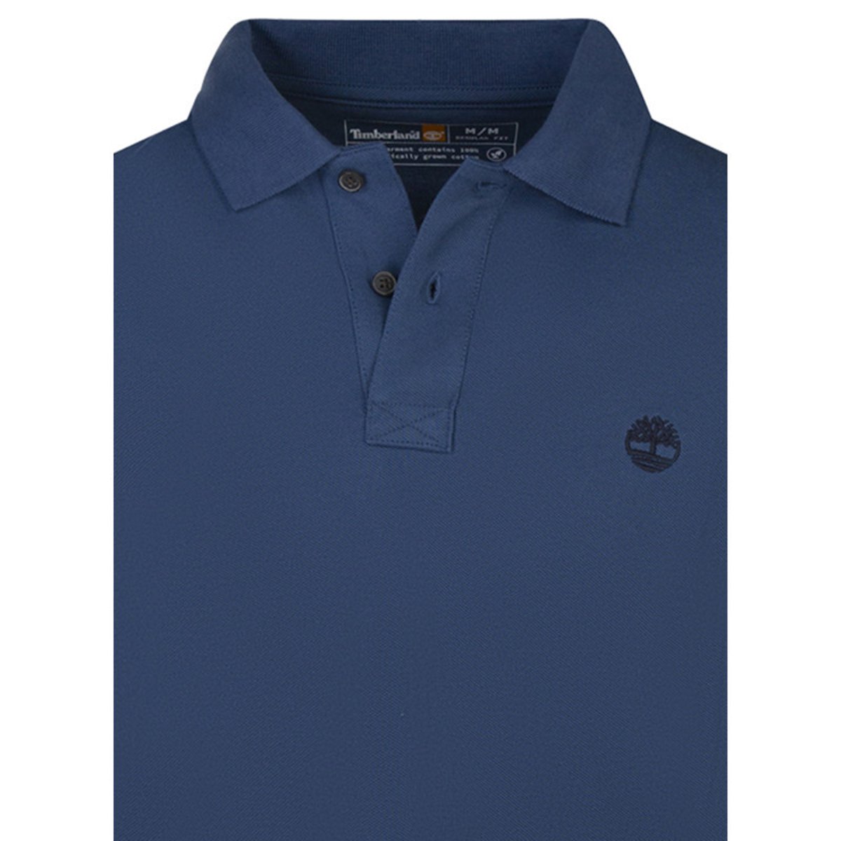 Polo en coton bleu en maille piquée avec une coupe droite et un col à revers bleu, TIMBERLAND