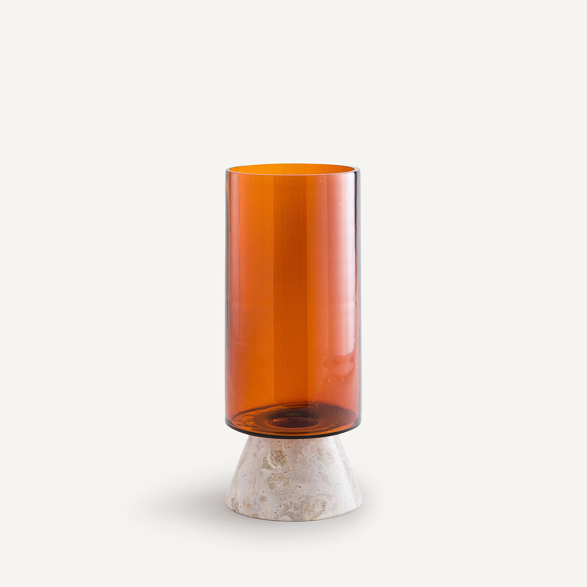 Trapani Vase in Amber Glass and Marble brown marble, AM.PM