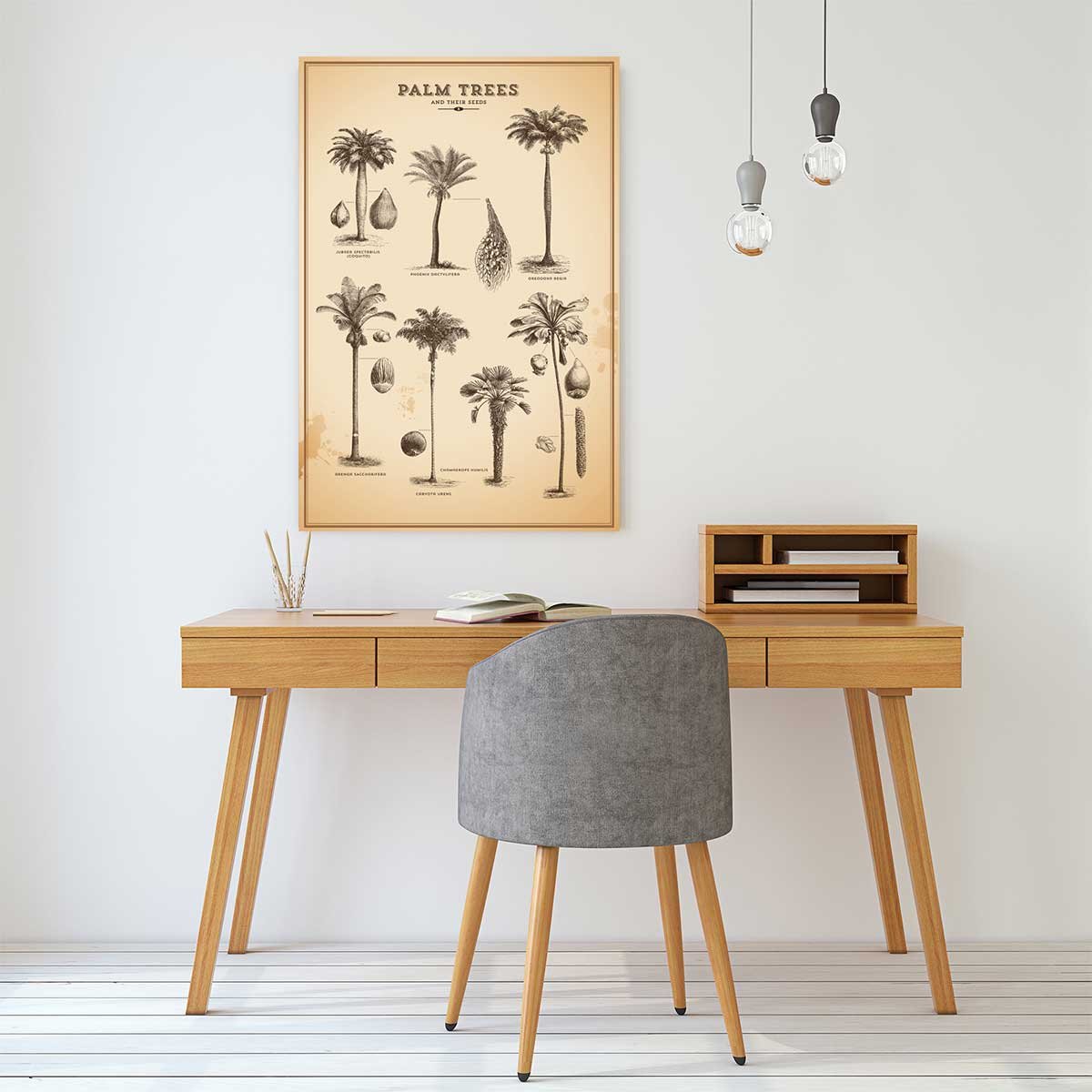 Tableau vintage herbier tropical toile imprimée, HEXOA