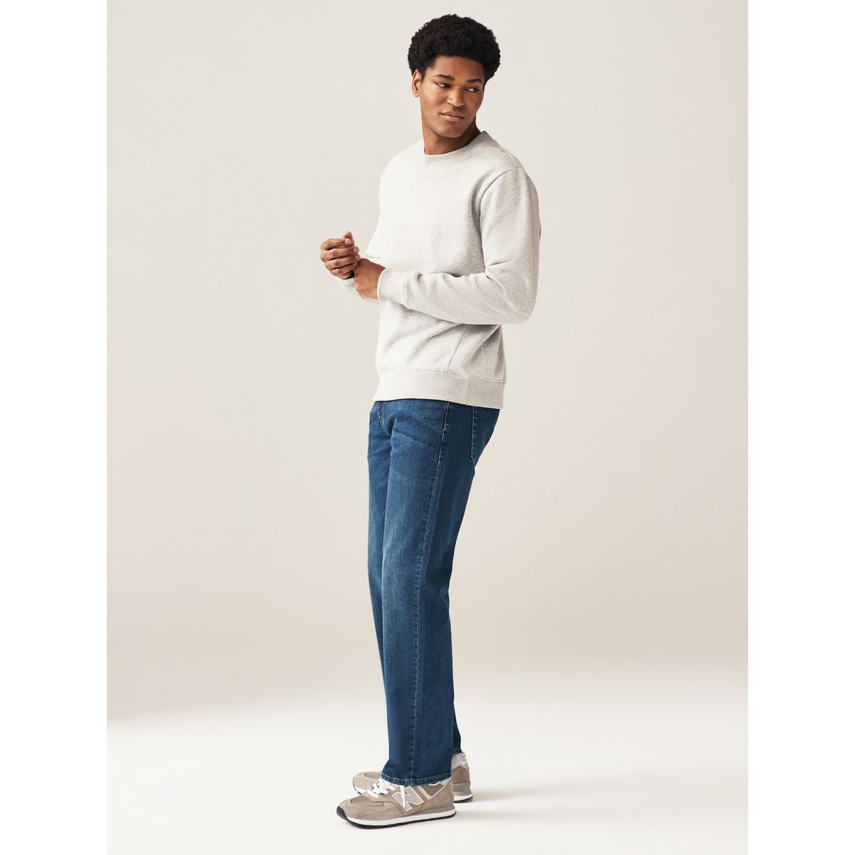 Jean stretch coupe droite classique bleu moyen, NEXT