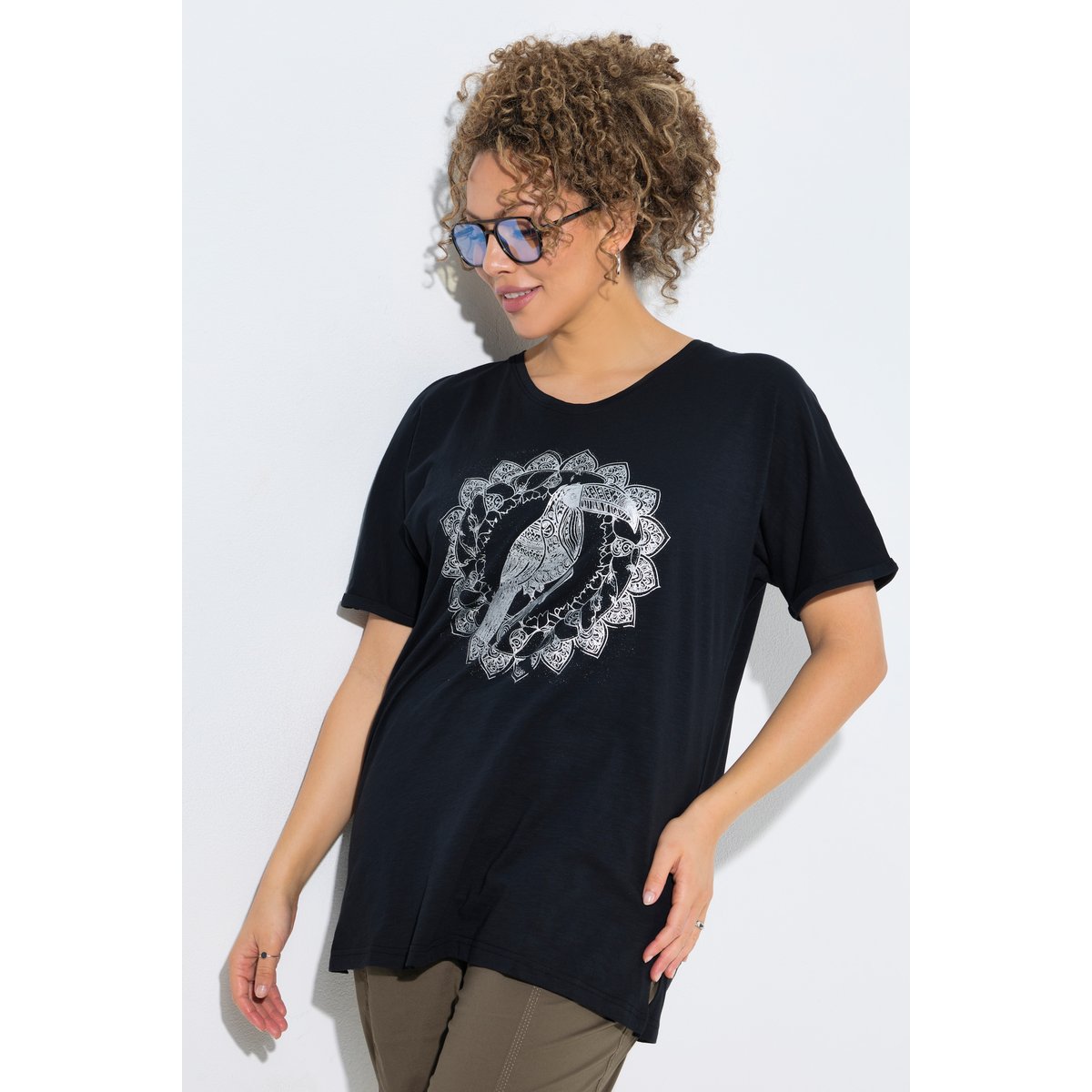 T-shirt mandala animal métallique noir, ULLA POPKEN