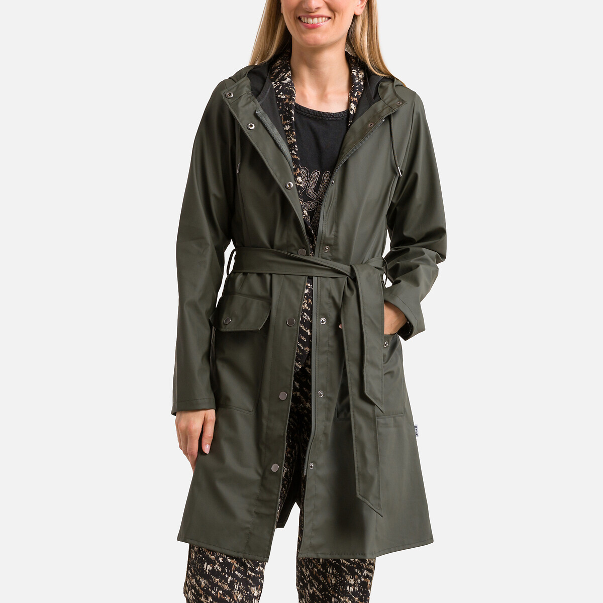 Trench long ceinturé zippé CURVE W JACKET kaki, RAINS