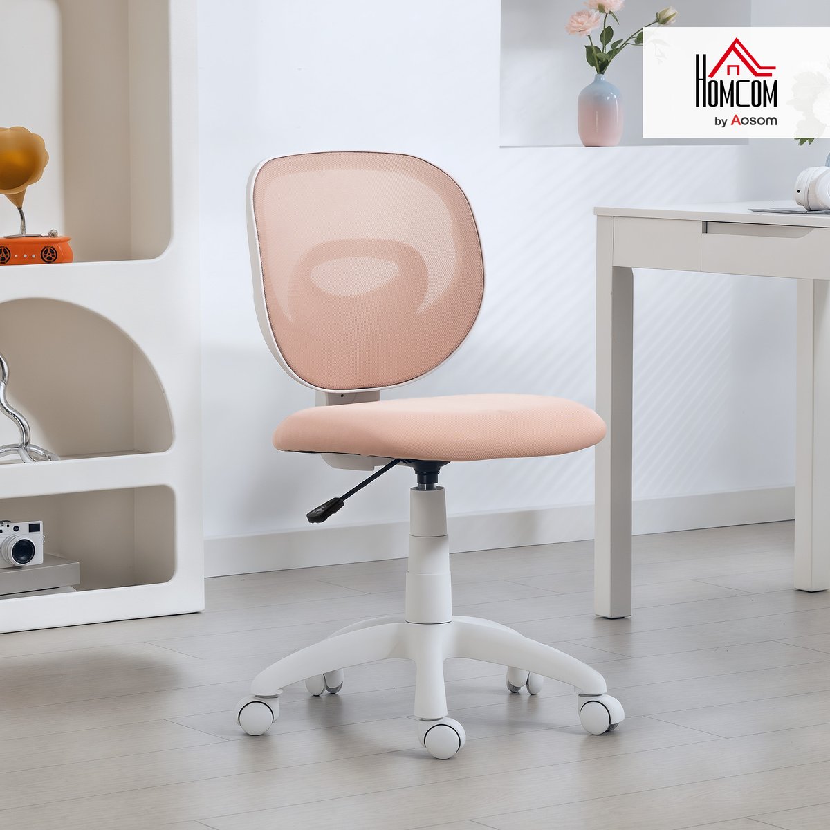 Chaise de bureau Maille (100 % polyester) rose, HOMCOM