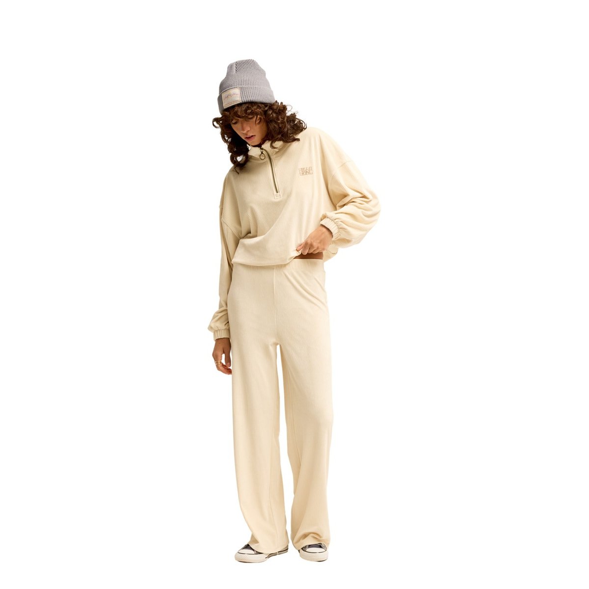 Pantalon en velours côtelé KEEP IT SUNNY blanc white cap, BILLABONG