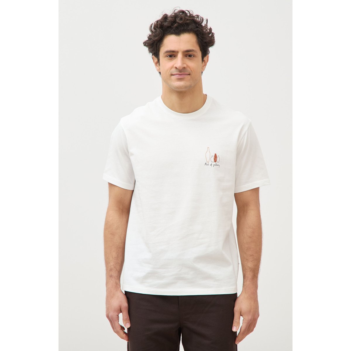 T-shirt en coton ecru, BONOBO
