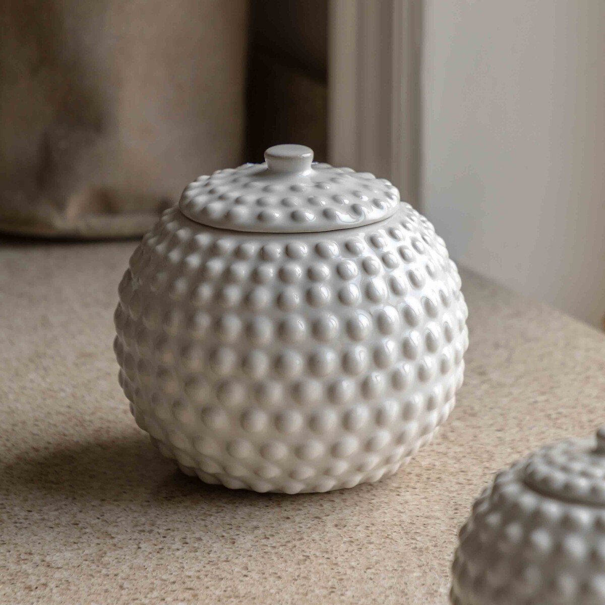 Large Acerno Beaded Trinket Jar in White white, ÉDITÉ