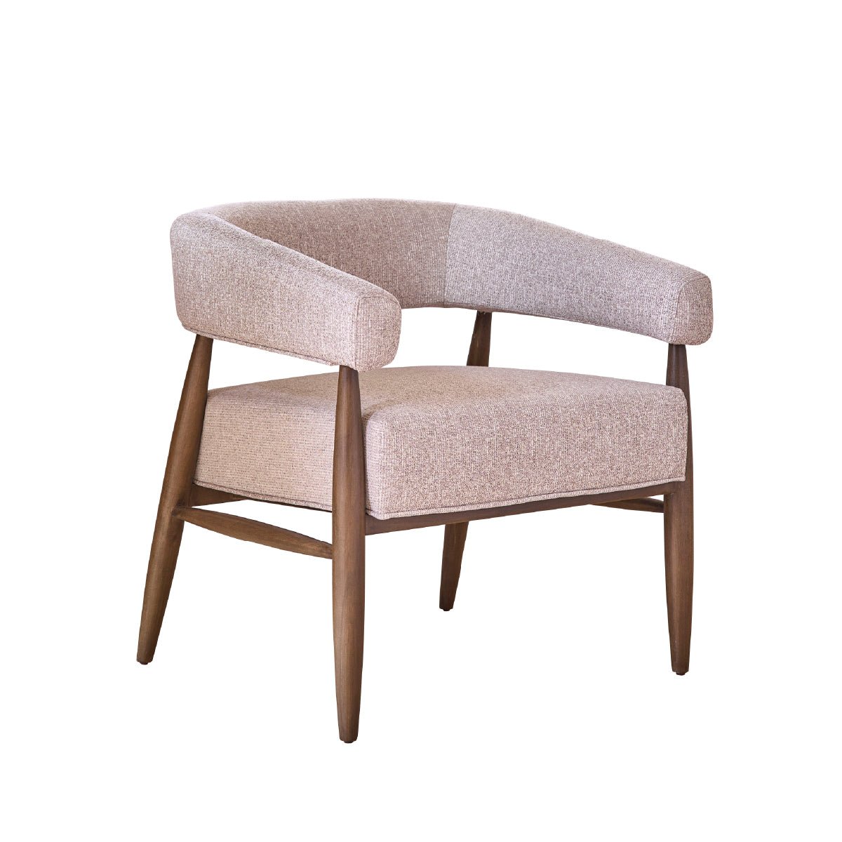 Fauteuil en bois massif et tissu texturé  ÉLOI beige chiné, BERAH GETAH