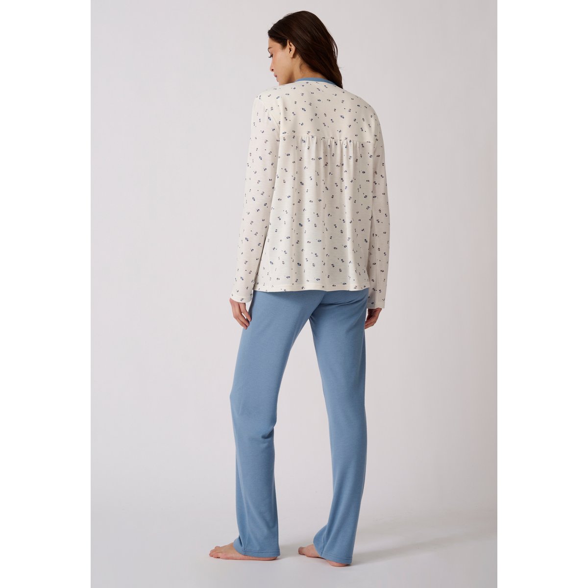 Pyjama Thermolactyl chauffe-épaules blanc fleuri, DAMART