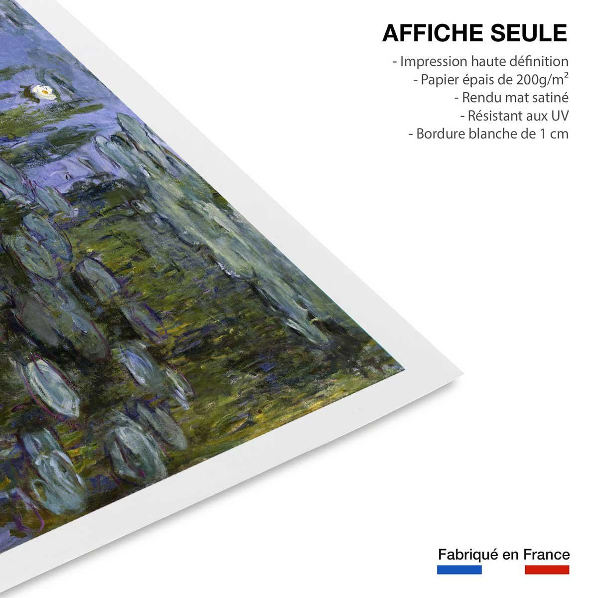 Poster Les Nympheas Claude Monet affiche seule, HEXOA