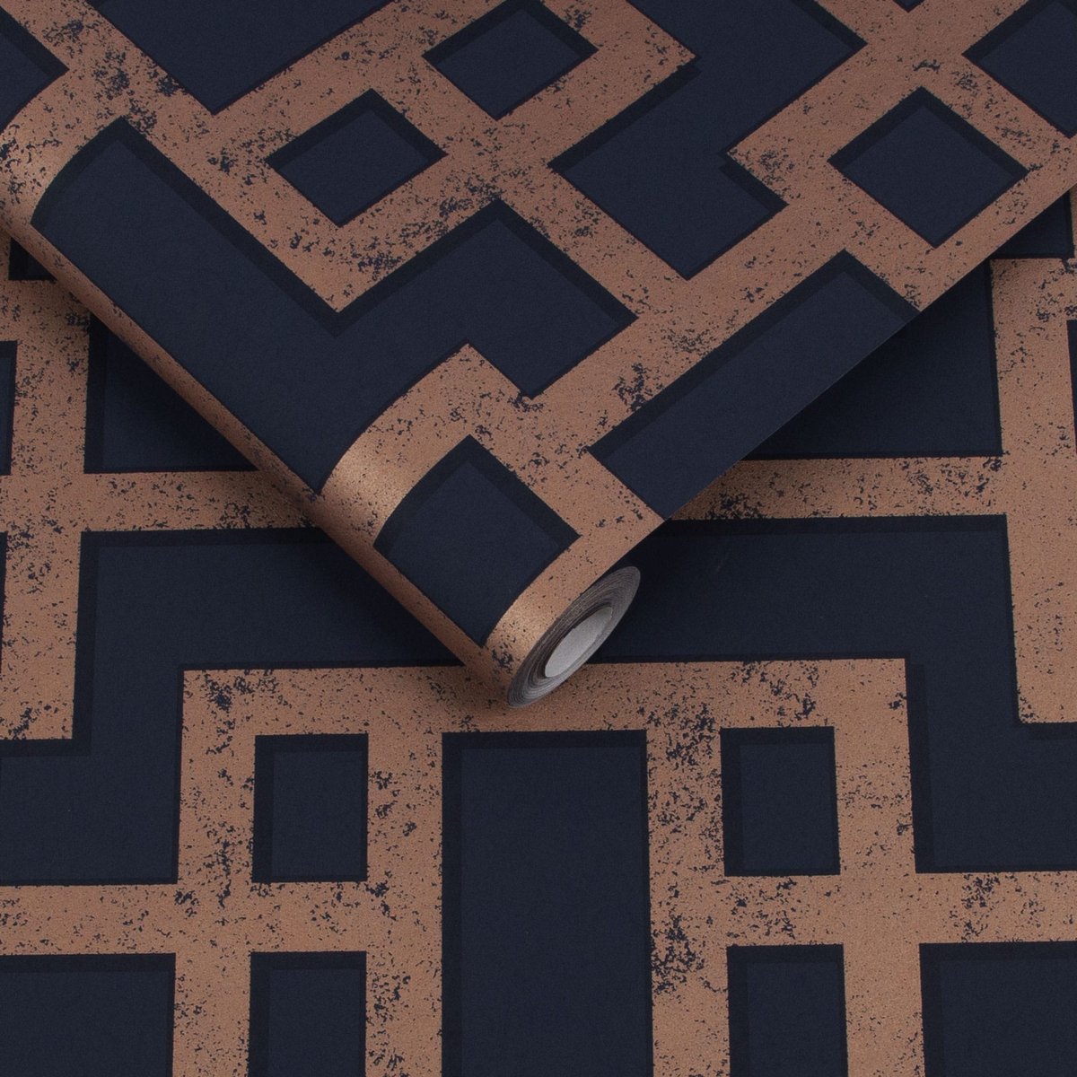 Papier peint Rendo Blue & Copper bleu, GRAHAM ET BROWN