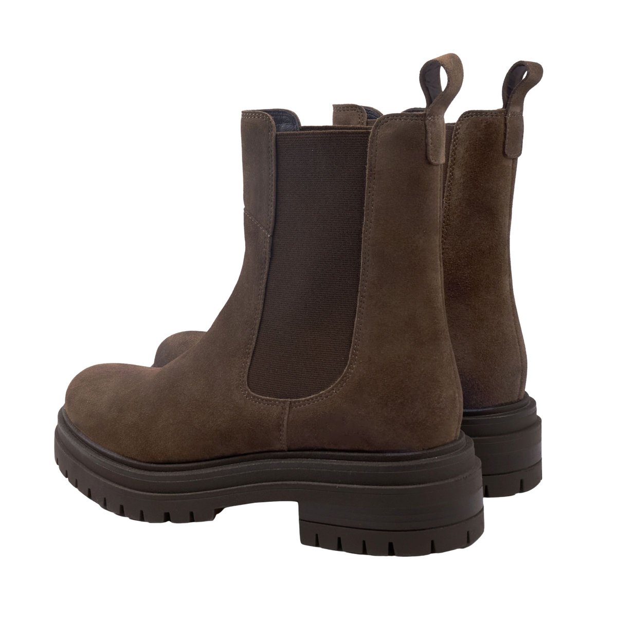 Bottines Chelsea crantées cuir daim daim marron, JULES & JENN