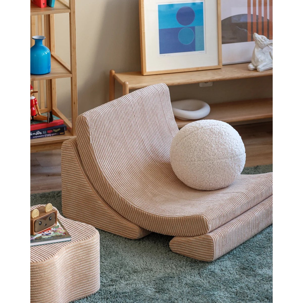 Fauteuil de Jeu Enfant - Pouf Design LUNE en Velours Côtelé brown sugar, WIGIWAMA