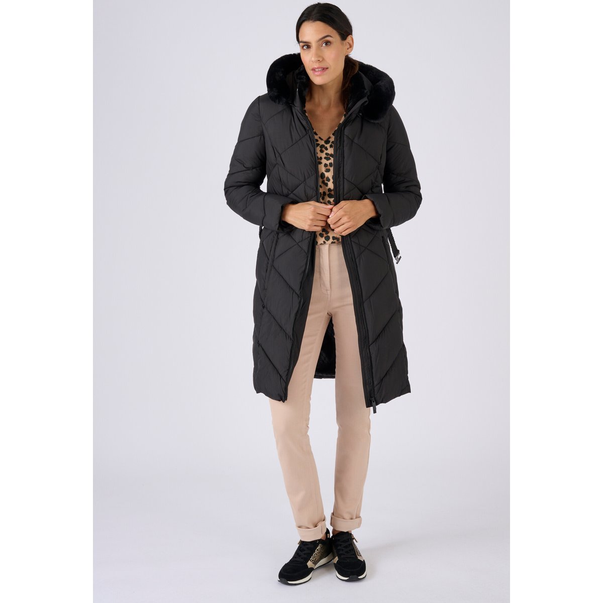 Parka ceinturée Thermolactyl noir, DAMART