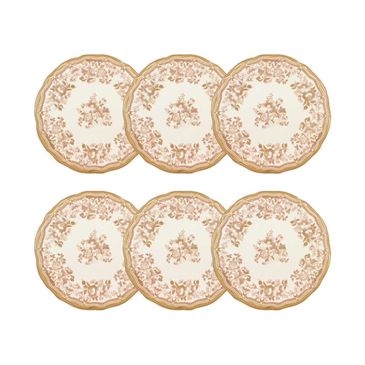 Lot de 6 assiettes plates en grès 26cm, FAUSTINE miel, NOVASTYL