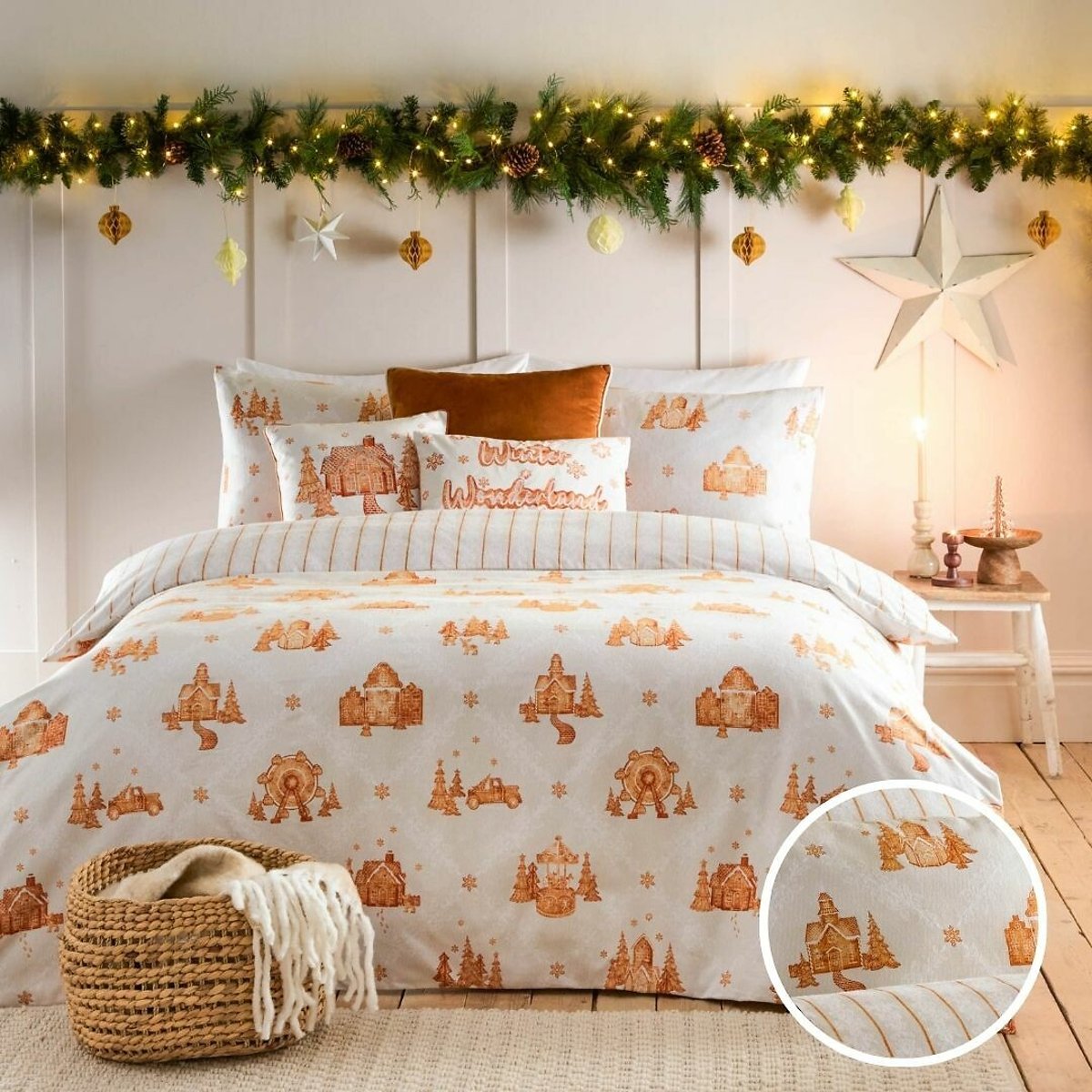 Gretel Cotton Duvet Cover and Pillowcase Set ginger, FURN.